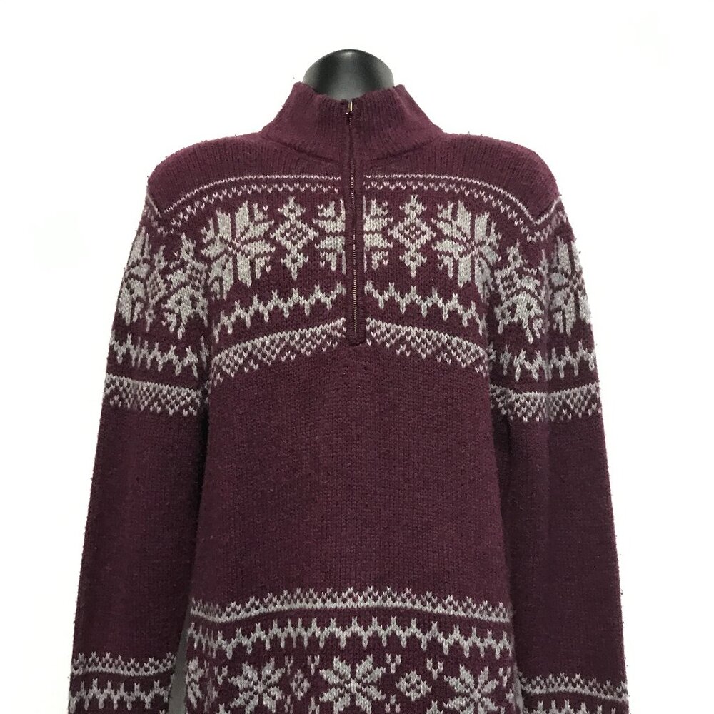 JOHNS BAY Zip Black Fleeces Sweaters for Men 1/4 Zip Pullovers Burgundy Sz M